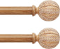 2 Pack Wood Curtain Rod for Windows 48 to 84 Inch, 1'' Diameter Adjustable Heavy Duty Rustic Farmhouse Drapery Rods with Boho Imitation Wooden Grain Decorative Finials, Size: 30''-88'' – Light Wood