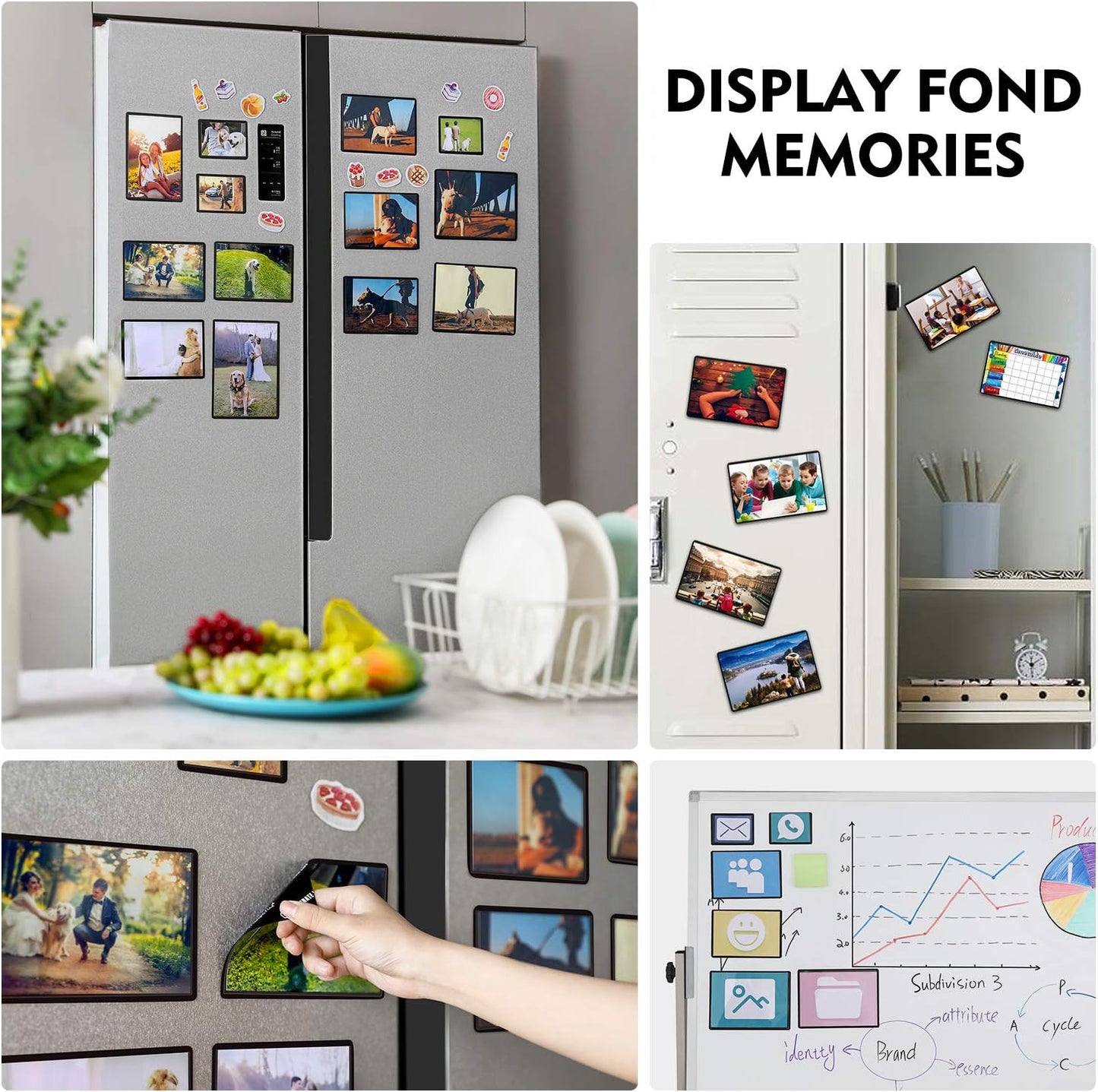 Magicfly Magnetic Photo Frame, Pack of 30, Fits 4 X 6 Inch Photos | Magnetic Picture Frame with Clear Photo Pocket for Refrigerator, Fridge, Office Cabinet, Black