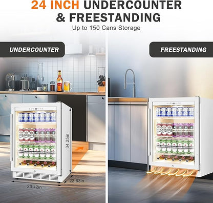 Beverage Refrigerator 24 Inch Drink Fridge, Beer Fridge, 150 Cans Beverage - Image 4