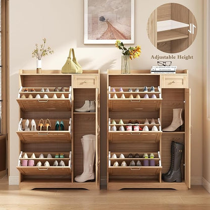 Narrow Shoe Cabinet Storage for Entryway, Hidden Shoe Rack Cabinet - Image 4