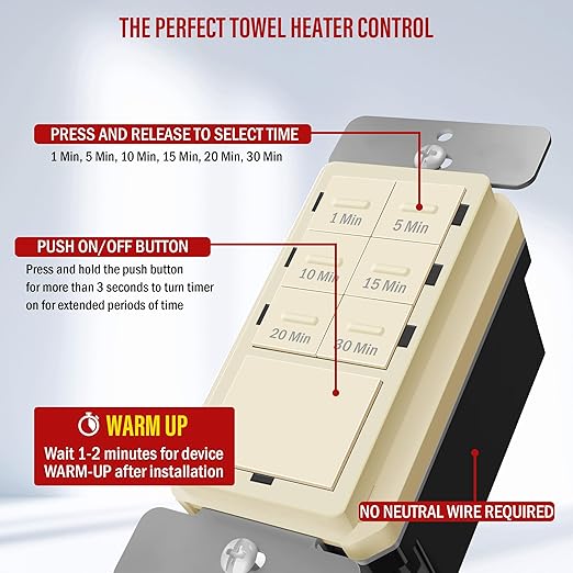 ENERLITES 30-Minute Countdown Timer Switch, 1-5-10-15-20-30 Min, - Image 2
