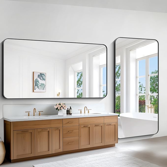 Large Bathroom Mirror 72x36 inch, Rounded Corner Rectangular Mirror - Image 3