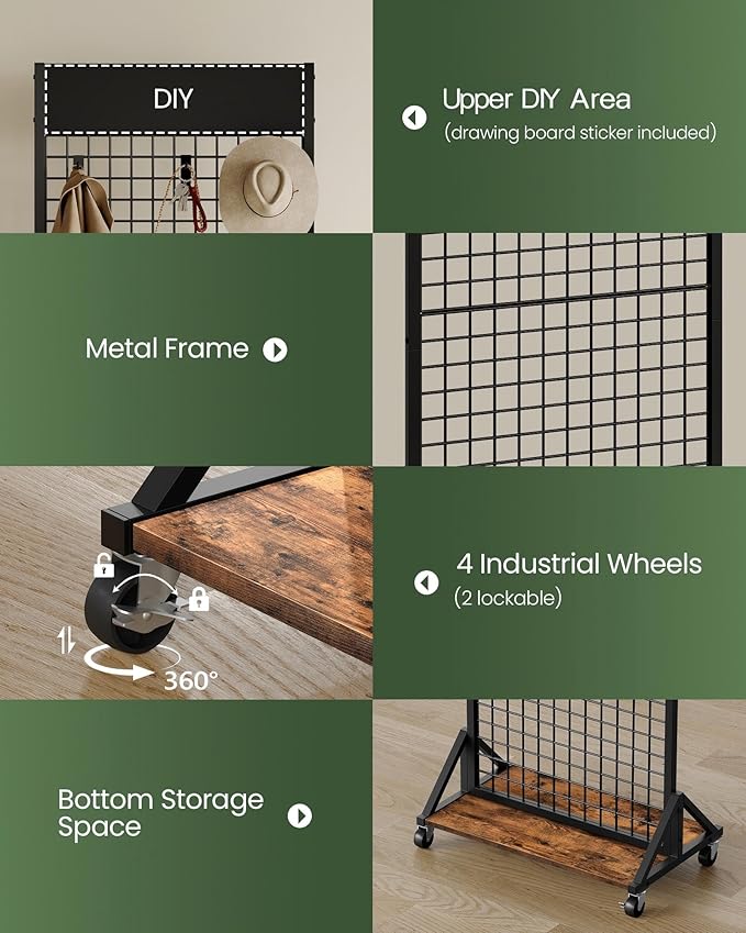 CHOEZON Grid Wall Panel, 2’ x 5.7’ Ft Floor Standing Gridwall Display Rack - Image 6