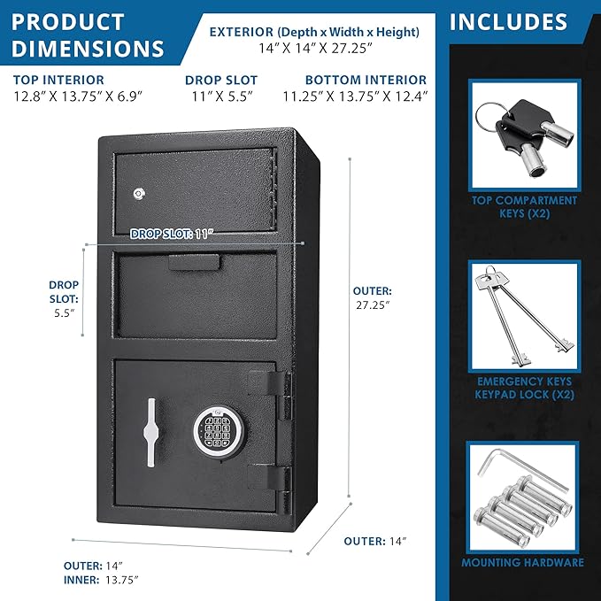 Barska Advanced Digital Keypad Compact Depository Drop Safe - Image 3