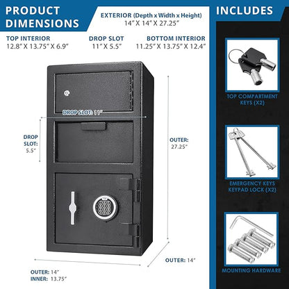 Barska Advanced Digital Keypad Compact Depository Drop Safe - Image 3