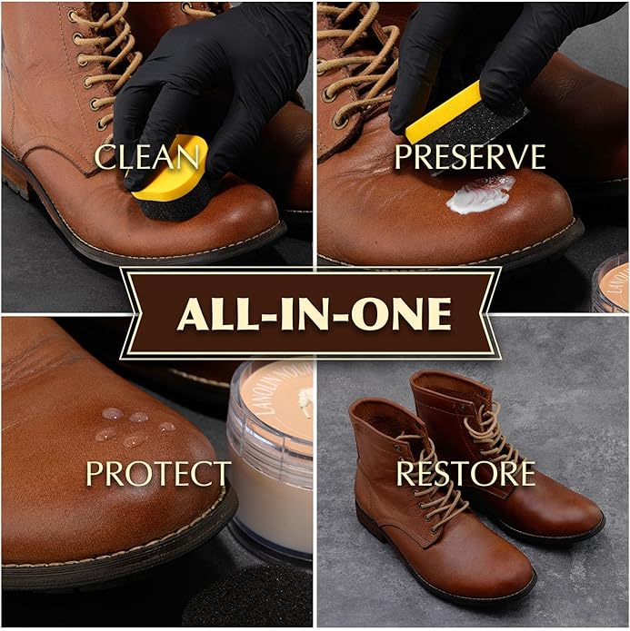 SALTY FISH Shoe Polish Cream 3.2Oz, Lanolin Shoe Polish Kit - Image 3