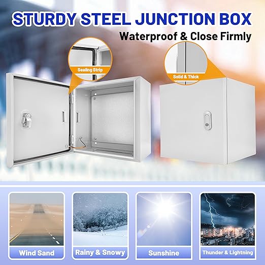 Outdoor Electrical Box 16 x 16 x 8”D NEMA 4X Enclosure Steel Box, Waterproof & - Image 3