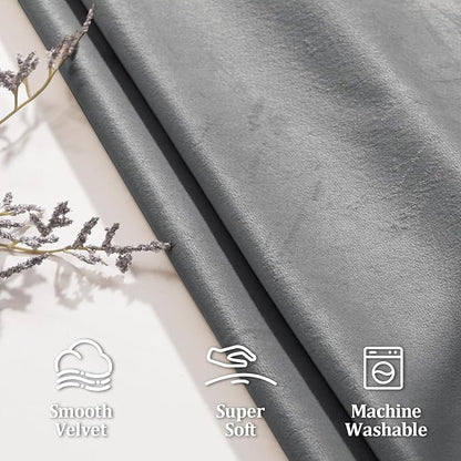 JIUZHEN Grey Velvet Curtains 72 inches Blackout Curtains - Image 3