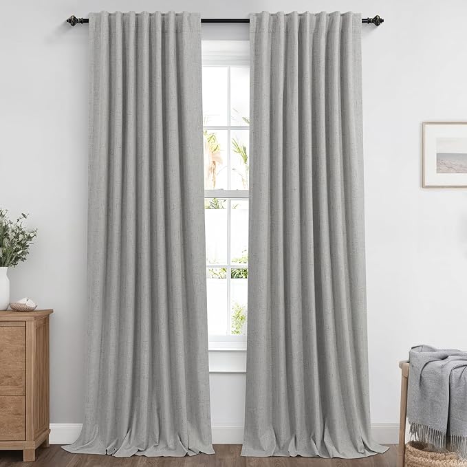 KOUFALL Linen Grey Curtains Blackout - Image 9