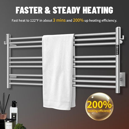K&KALONZO Towel Warmer for Bathroom, Wall-Mounted 9-Bar Heated Towel Rack - Image 2