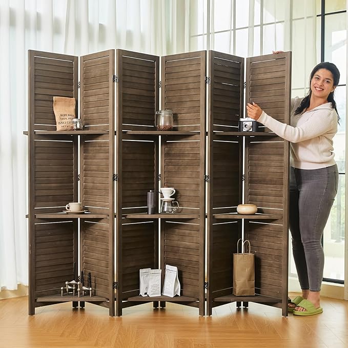 Partition Room Dividers, Folding Wood Privacy Screen by Svimi