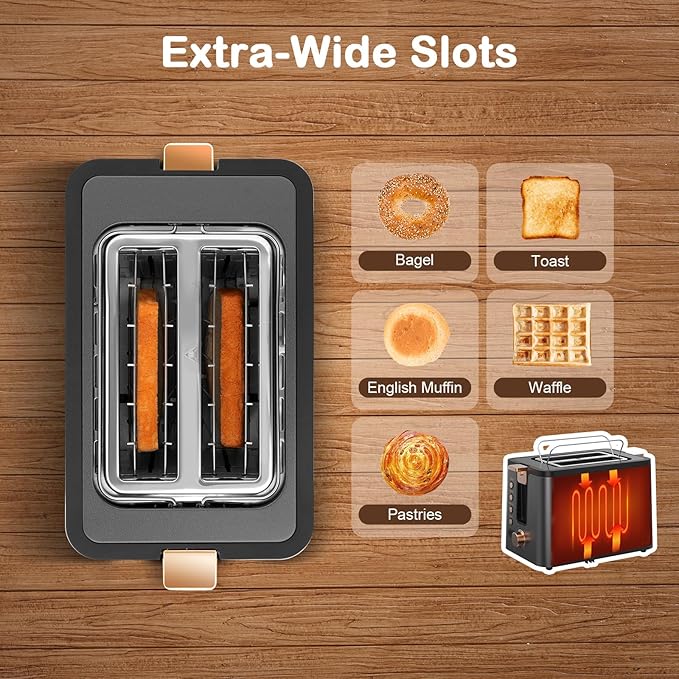 Mecity Toaster 2 Slice Stainless Steel Body Timer, Bagel/Defrost/Reheat/Cancel - Image 4