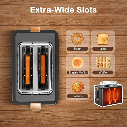 Mecity Toaster 2 Slice Stainless Steel Body Timer, Bagel/Defrost/Reheat/Cancel - Image 4