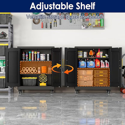 35" H Metal Garage Storage Cabinet, Rolling Tool Cabinet - Image 3