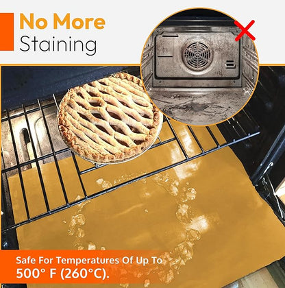 Gold 2 Pack Large Thick Heavy Duty Non Stick Teflon Oven Liners Mat, - Image 2