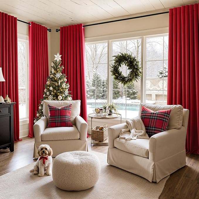 MIULEE Christmas Red Blackout Curtains - Image 6