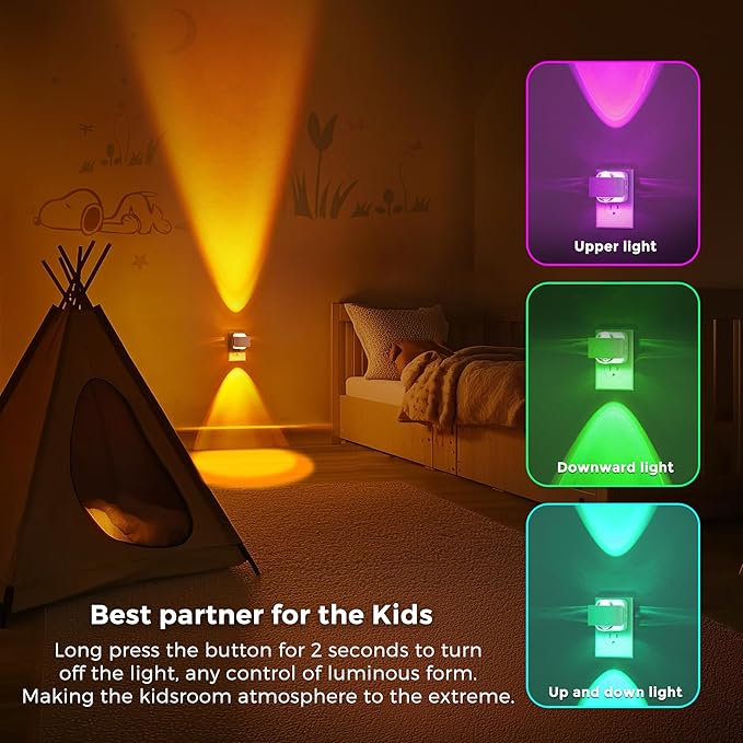 L LOHAS LED Night Light, Color Changing Night Lights Plug into Wall, Rotating - Image 6