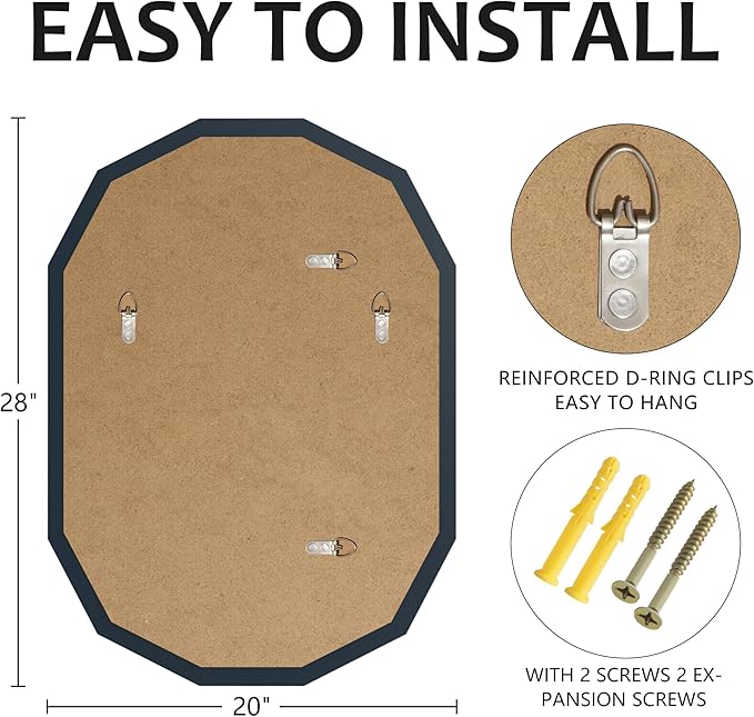 Bathroom Mirrors for Over Sink, Round Frameless Mirrors for Wall, 20x28 Inch - Image 6