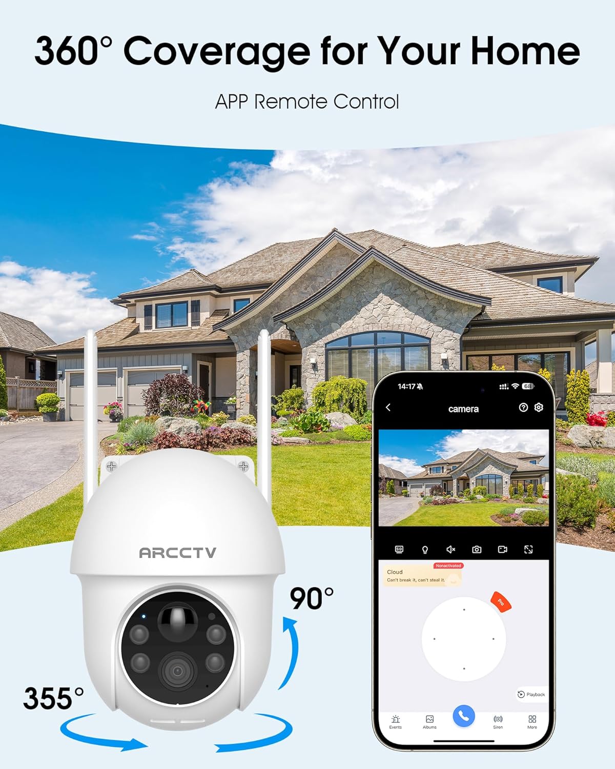 arcctv solar security cameras wireless outdoor 4mp 2.5k, side view