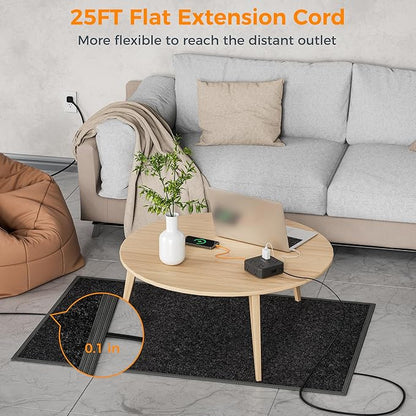 Long Extension Cord 25 FT, TESSAN Ultra Thin Flat Plug Power Strip Surge - Image 2