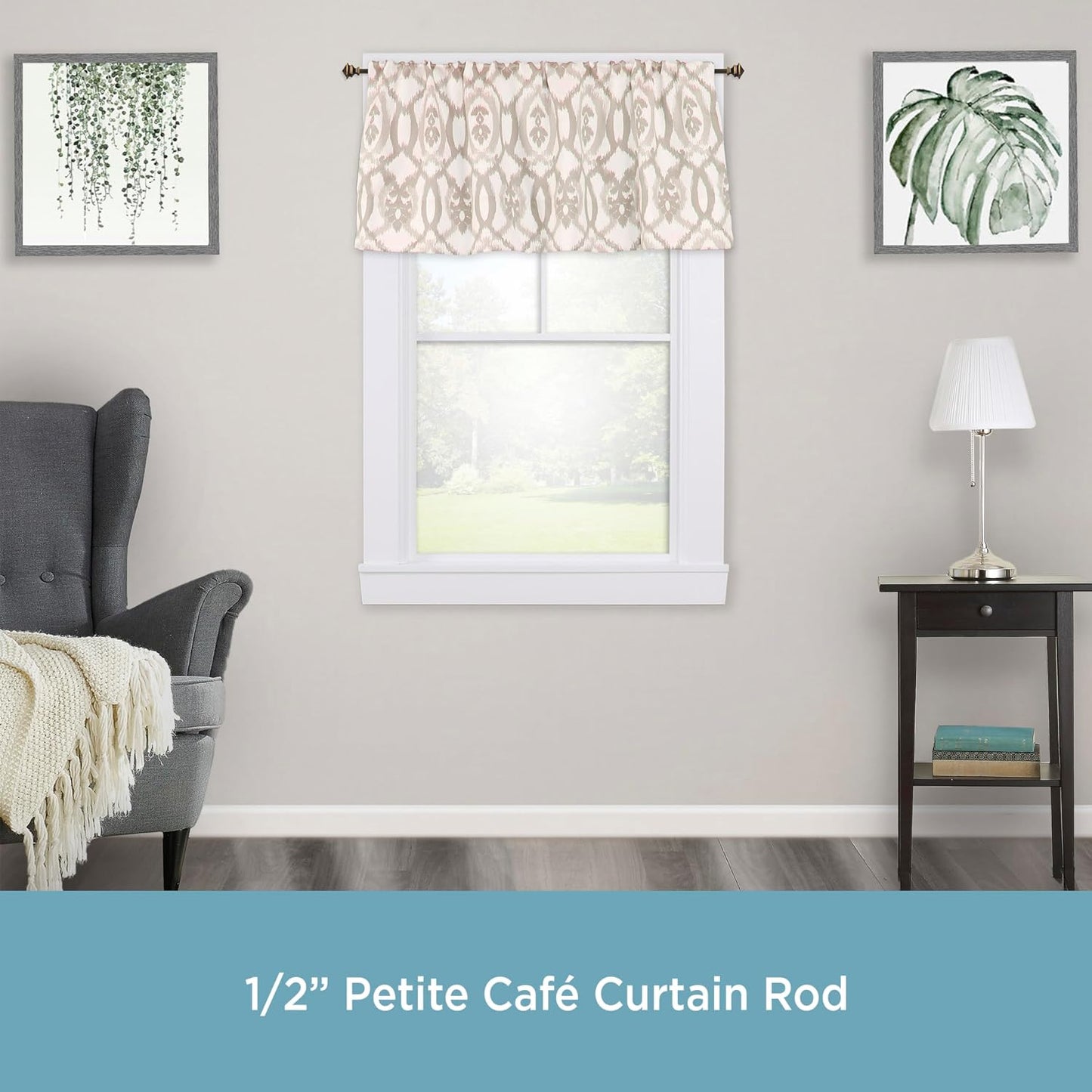 Kenney KN55479 Arts & Crafts Square End Petite Café Decorative Window Curtain Rod, 28-48" Adjustable Length, Oil Rubbed Bronze Finish, 1/2" Diameter Steel Tube