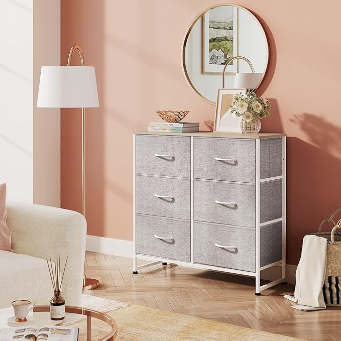 WLIVE Fabric Dresser for Bedroom, 6 Drawer Double Dresser, Storage Tower - Image 2