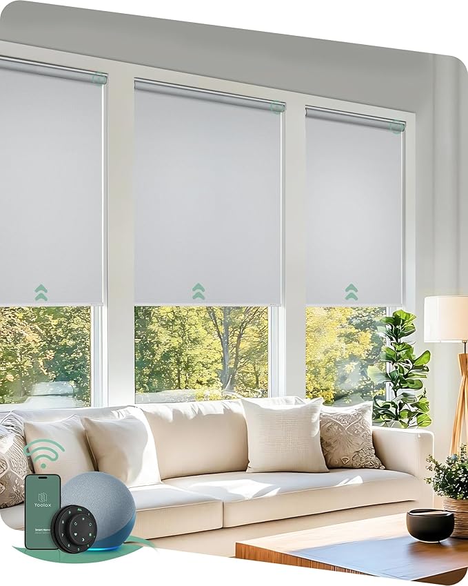 Yoolax Motorized Blinds with Remote, Automatic Window Shades Work with Alexa by Yoolax