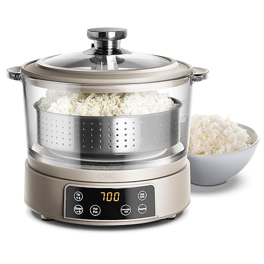 COOK WITH COLOR 3L Glass Mini Low Carb Rice Cooker – Holds 2 Cups Raw/Makes 6 by CookwithColor