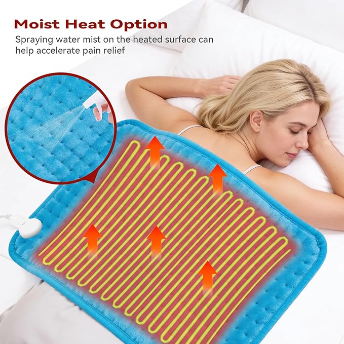 MASVIS Heating Pad for Back, 2-Hour Timer, 6 Heat Levels, Moist Dry Heat - Image 4