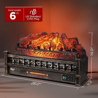 TURBRO Eternal Flame 26 in. WiFi Infrared Quartz Electric Fireplace Log Heater - Image 4