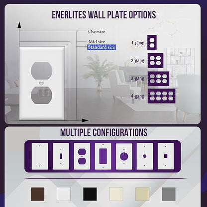ENERLITES Duplex Receptacle Outlet Wall Plate, Gloss Finish, Size 1-Gang 4.50" - Image 5