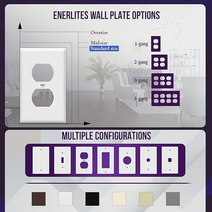 Enerlites 8821-W Duplex Receptacle Outlet Wall Plate, Standard Size 1-Gang - Image 5