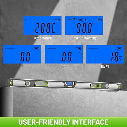 Huepar 48-Inch Digital Level, Professional Smart Precision Torpedo Level Tool - Image 5