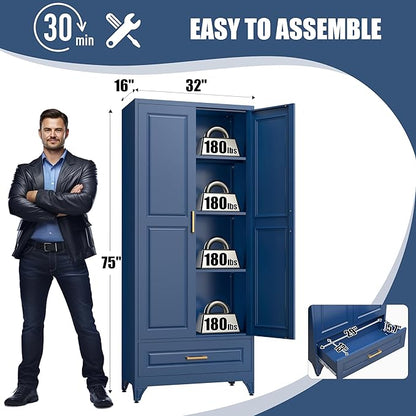 75" Tall Metal Storage Cabinet, Kitchen Pantry Storage Cabinets - Image 3
