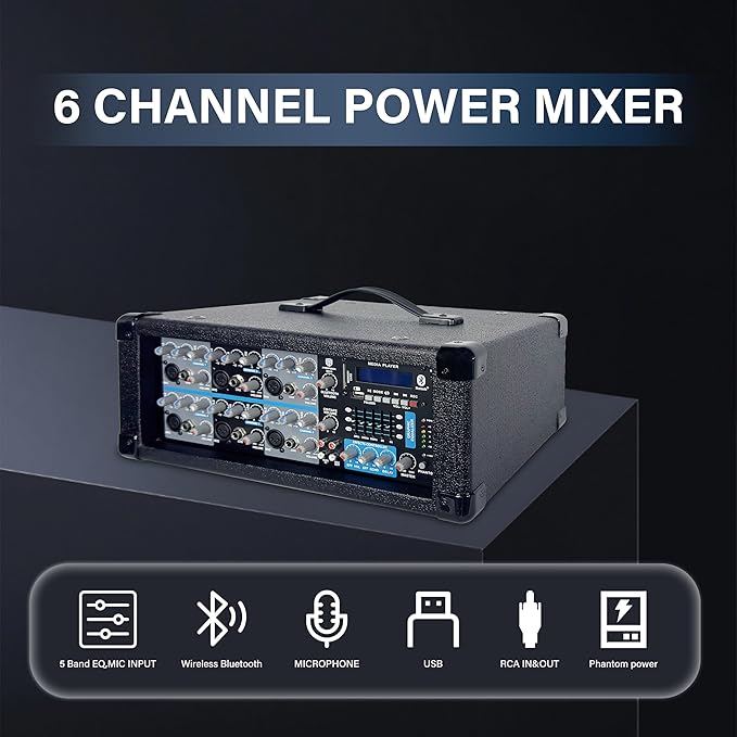 PRORECK MX16 6-Channel 2000w Professional Audio Mixer - Image 3