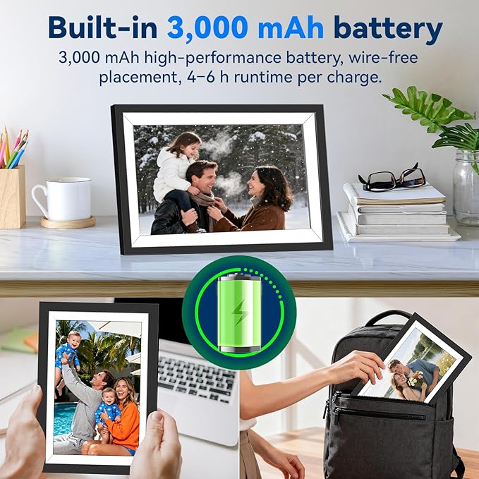 UHALE Battery Power Digital Picture Frame, 10.1'' 1920x1080 HD IPS Touch Screen - Image 3