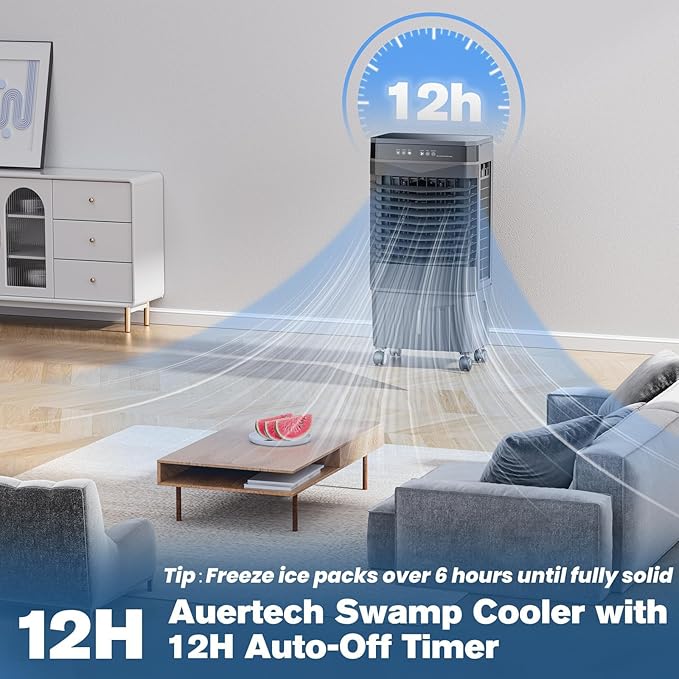 Auertech 8.2 Gal Swamp Cooler, 2800 CFM Portable Evaporative Air Cooler - Image 2