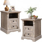 T4TREAM Farmhouse Nightstand Set of 2, Wood End Table w/Roman Column, Bedside by T4TREAMFurniture