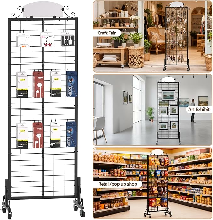 Urban Deco Grid Wall Panel Display Stand, 2.2' x 6.2' FT Gridwall Panel - Image 5