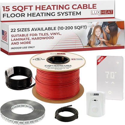 LuxHeat 15sqft Floor Heating Cable Kit - 120v Heated Floor System by LuxHeat