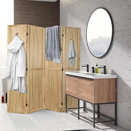 Babion 4 Panel Pegboard Display, Peg Board Room Divider Freestanding Folding - Image 3