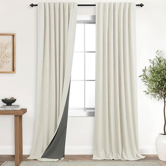 KOUFALL 102 Inch Long Pleated Blackout Curtain Drapes by KOUFALL