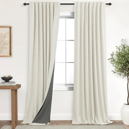 KOUFALL 100 Inch Curtains Long, 52 in Wide, Cream Ivory by KOUFALL