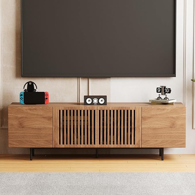 gaoyangjiaju 70.87" Mid Century Modern TV Stand, Walnut Media Console - Image 5
