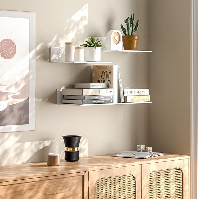 9 Inches Acrylic Wall Shelves 2 Pack, Floating Shelf - Image 2