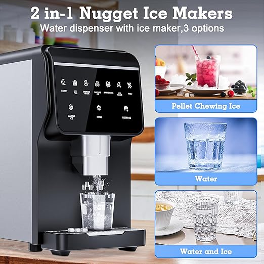 Nugget Ice Maker 66Lbs/24H Chewable Pellet Ice Machine, Built-in 6lbs Ice - Image 2