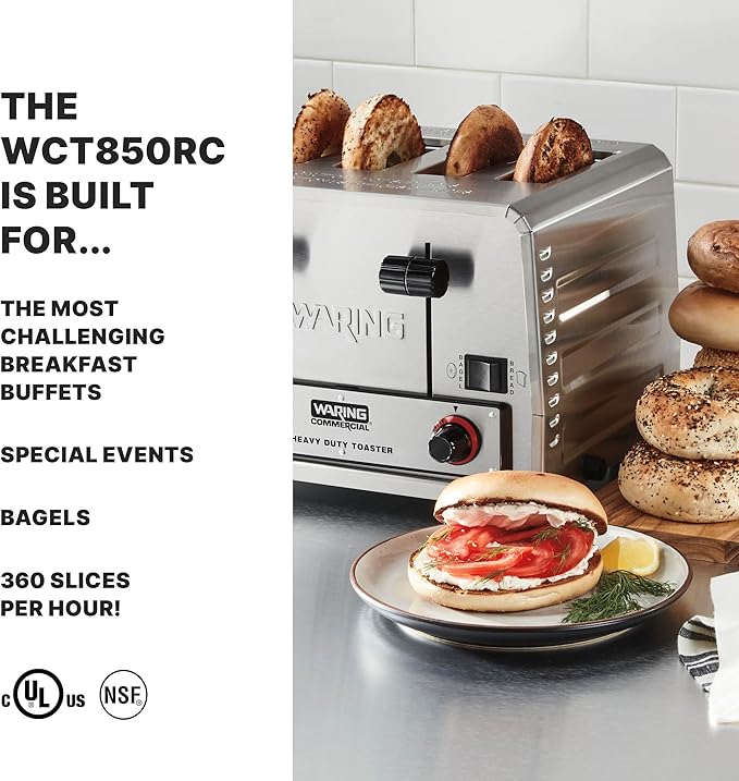 Waring Commercial WCT850RC 4-Slice Heavy Duty Commercial Pop-Up Bread/Bagel - Image 2