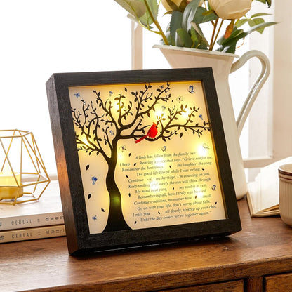 WOODEXPE Sympathy Gift LED Memorial Shadow Box 8"x8" Memorial Gifts for Loss of Loved One - A Limb Has Fallen from The Family Tree