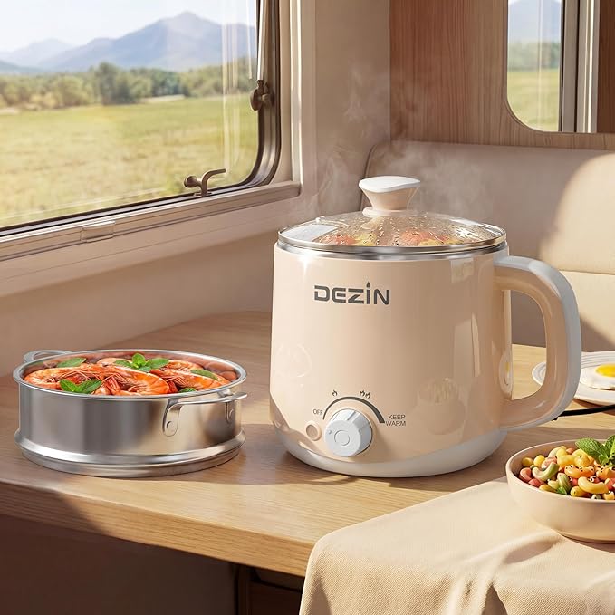 Dezin Hot Pot Electric with Steamer, Rapid Noodles Cooker, Stainless Steel - Image 7