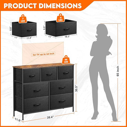Dresser for Bedroom with 7 Drawers, Chest of Drawers, Storage Drawers Organizer - Image 3